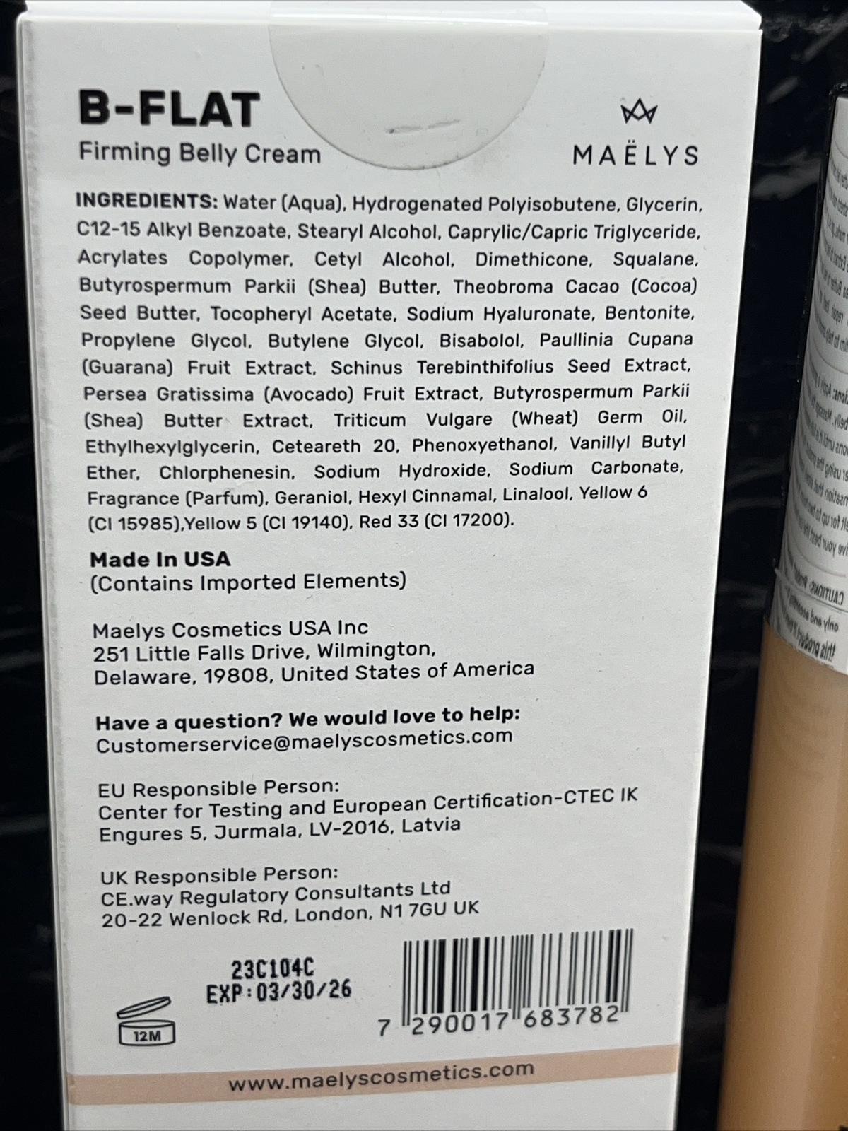 Maelys B-Flat Firming Belly Cream Cellulite Reduction 3.38oz New In Box