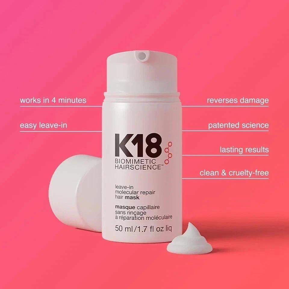K18 Leave In Molecular Repair Hair Mask Biomimetic Hairscience 50 ml (Pack 2)