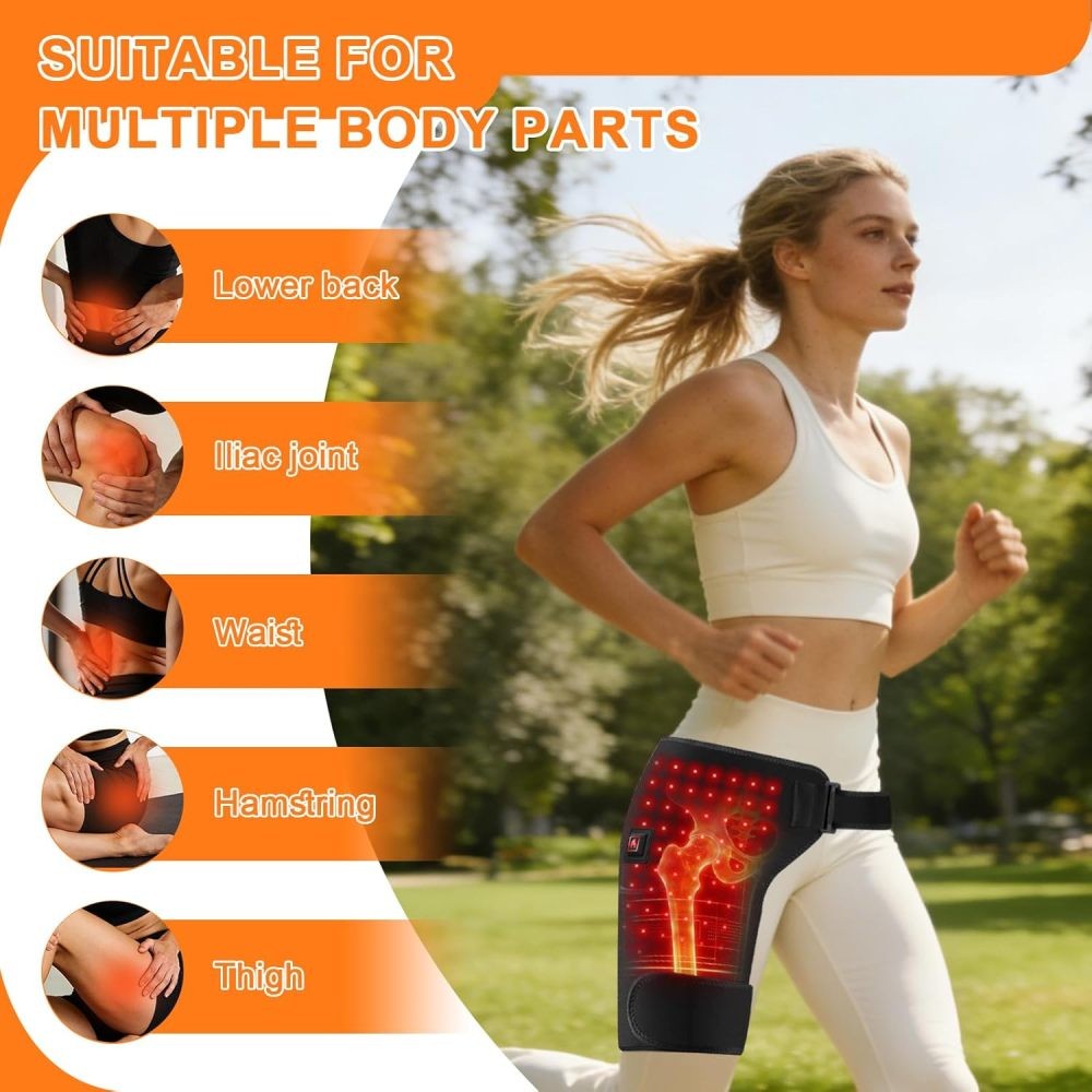 660nm Red Light Therapy Hip Heating Brace for Sciatica Pain Relief Left or Right