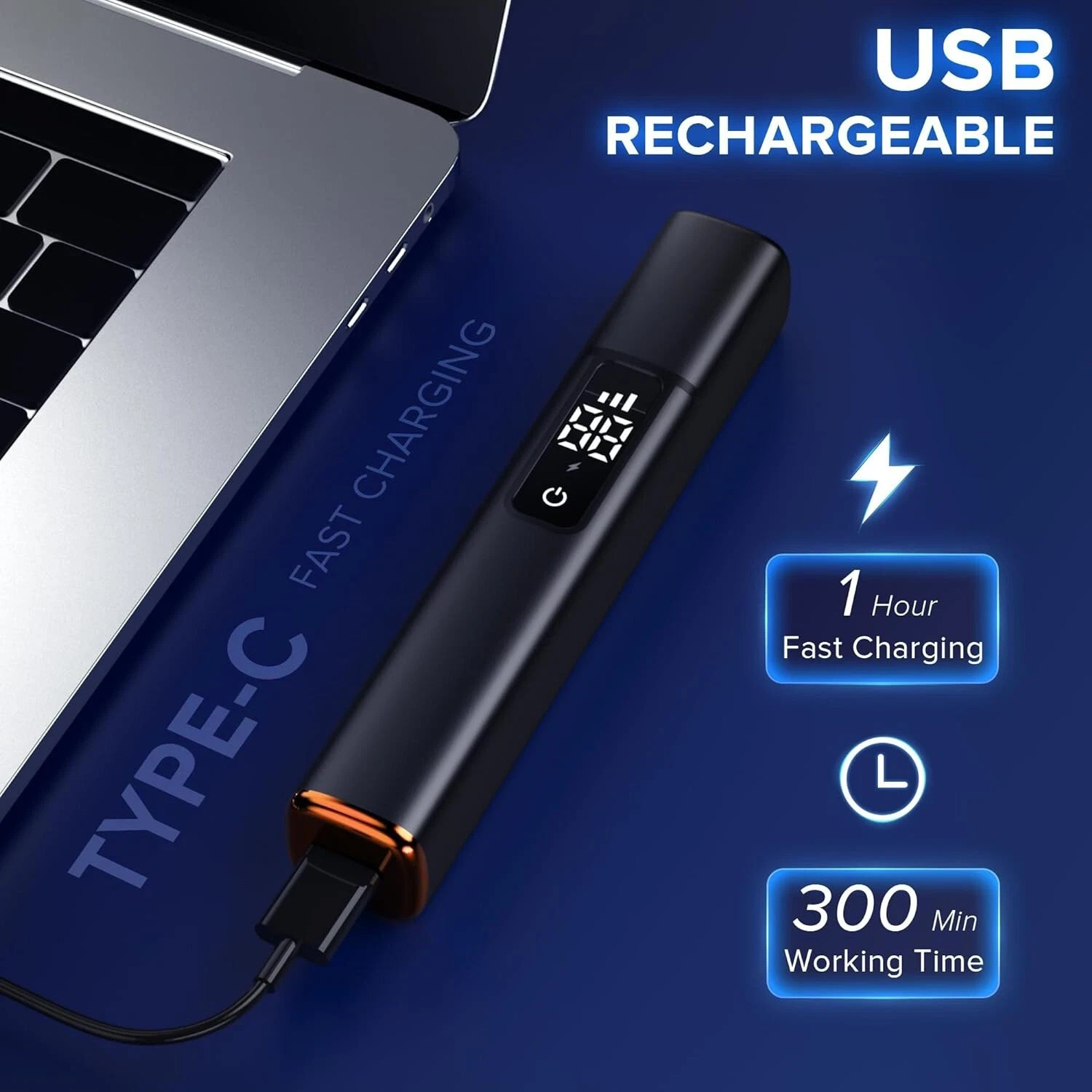Ear and Nose Hair Trimmer with LED Display USB Rechargeable Nose Hair Remover