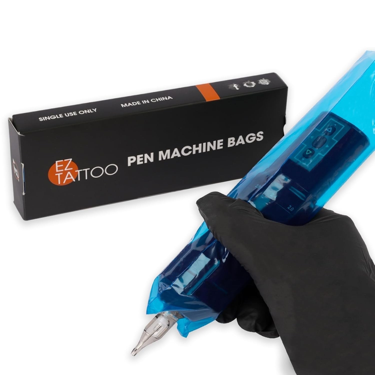 200 Disposable Tattoo Sleeves for Pen Machines – 2.4in x 7in Pre-Punched Design