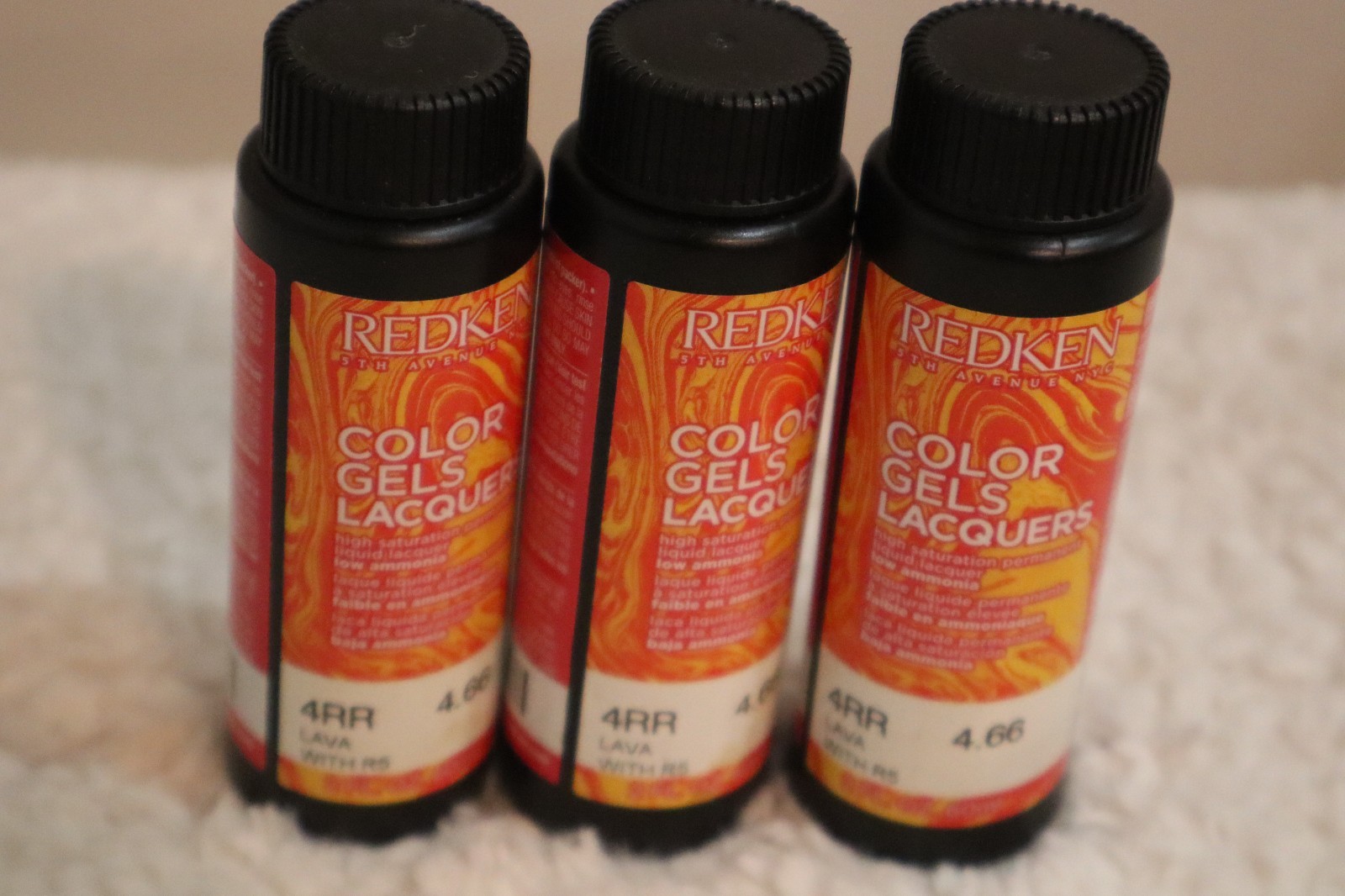 Lot of 3 Redken Color Gel Lacquers 4RR 4.66 Lava with R5 2 FL OZ