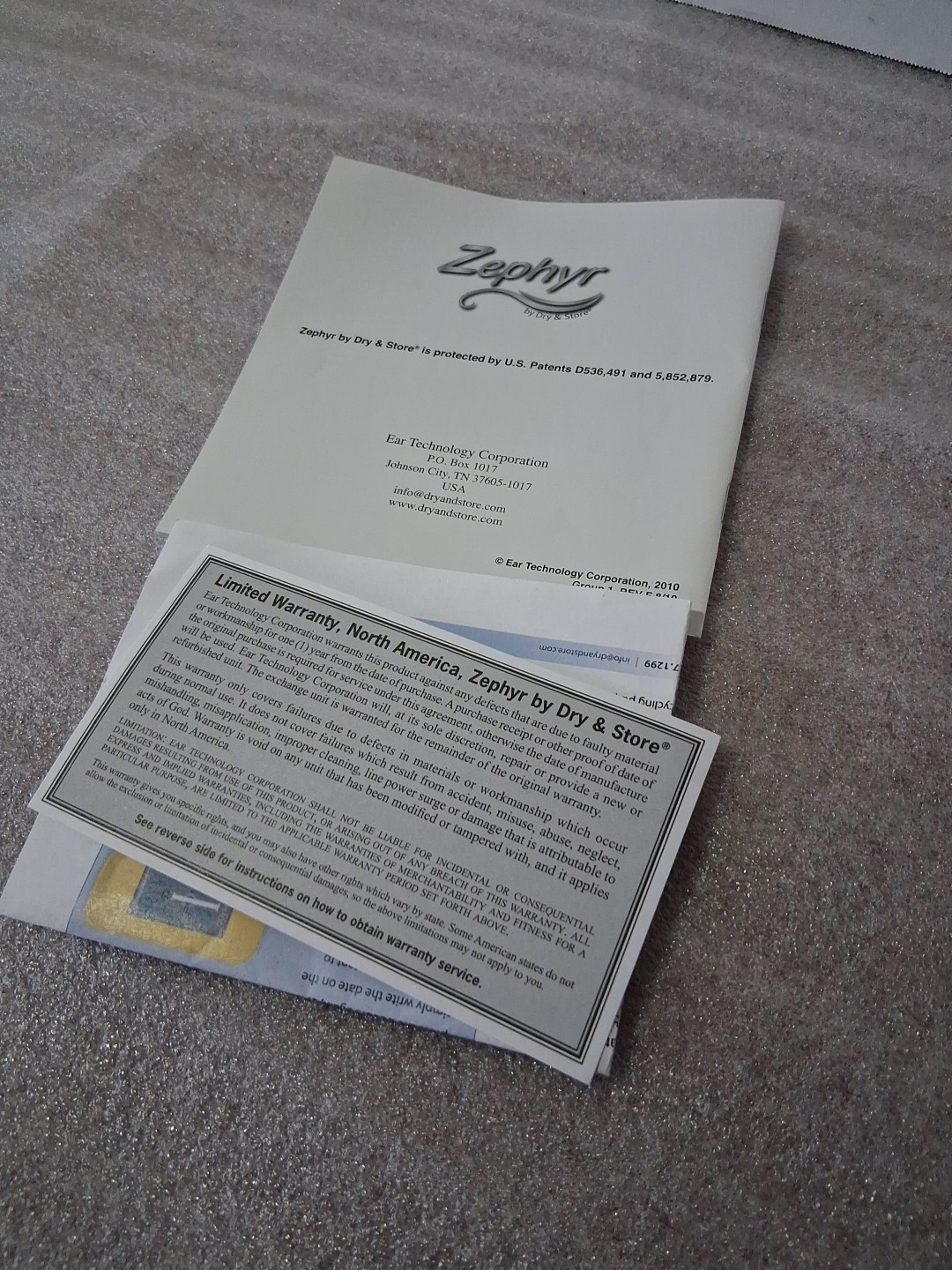 Operating Instructions Manual For Only Dry & Store Zephyr Hearing Aid Dryer