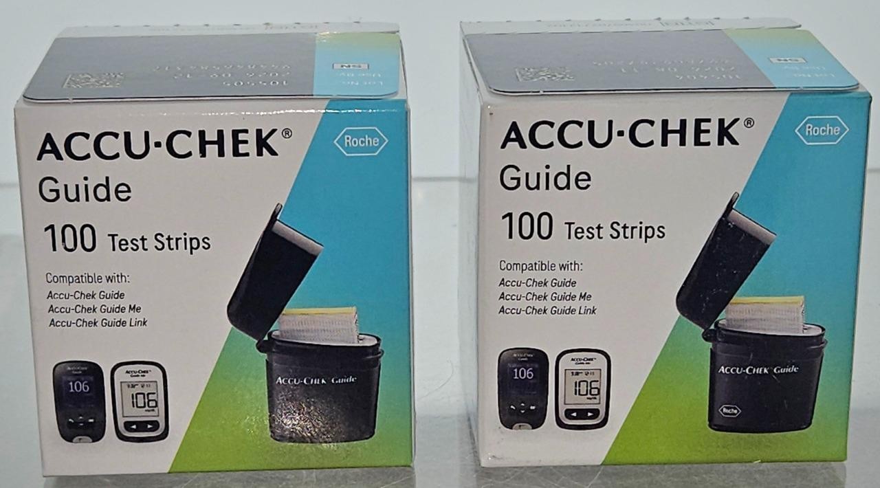 200 Accu-Chek Guide Test Strips 2 boxes of 100 Free Shipping Exp 06/2026+