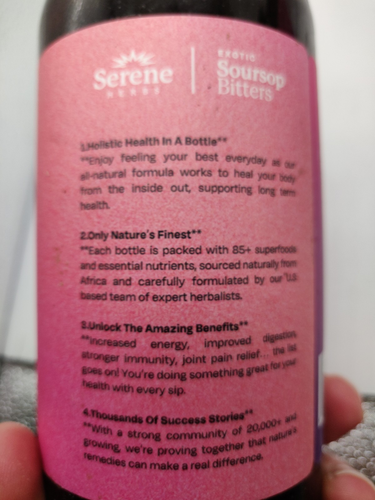 Serene Herbs Exotic Soursop Bitters – 16 fl oz – Mixed Berries Flavor – 02/2027