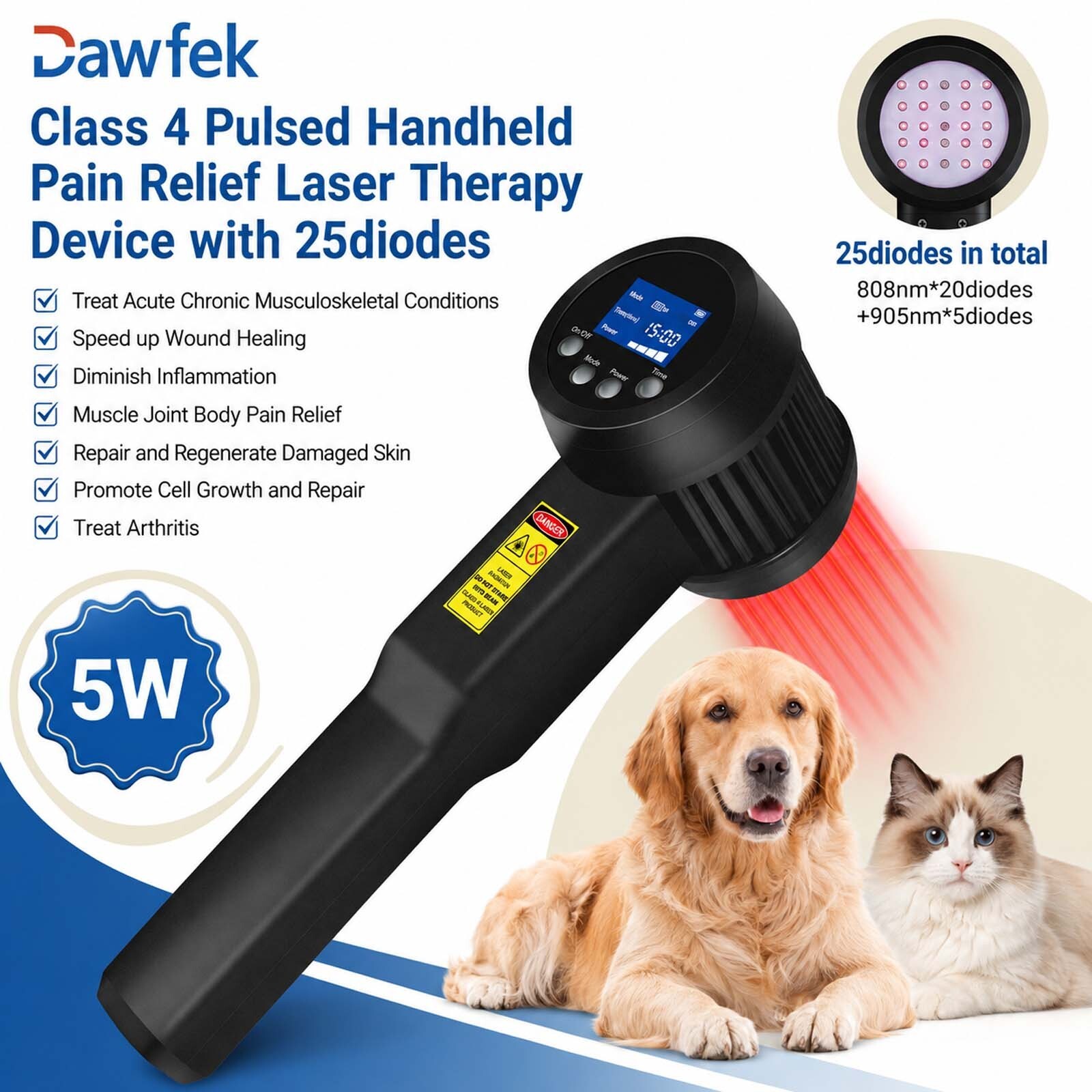 MLS Laser Light Therapy Device 808nm 905nm Cold Laser Canine Mobility Body Pain