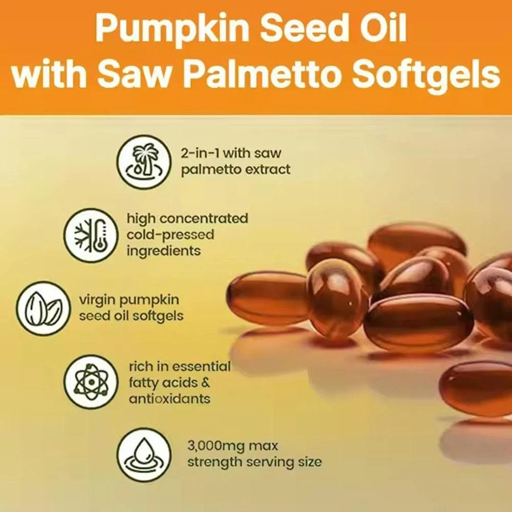 Pumpkin Seed Oil Saw Palmetto 1000 mg – Bladder Health, Immune Support 300 Pills