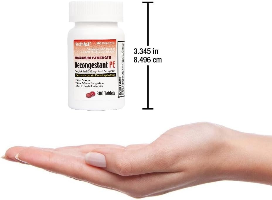 300 Ct. Decongestant PE Phenylephrine HCl Non-Drowsy Nasal & Sinus Congestion