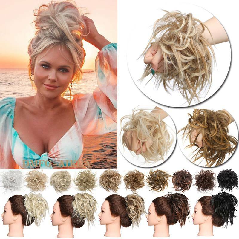Curly Messy Bun Hair Piece Scrunchie Updo Cover Hair Extensions Real As Human US