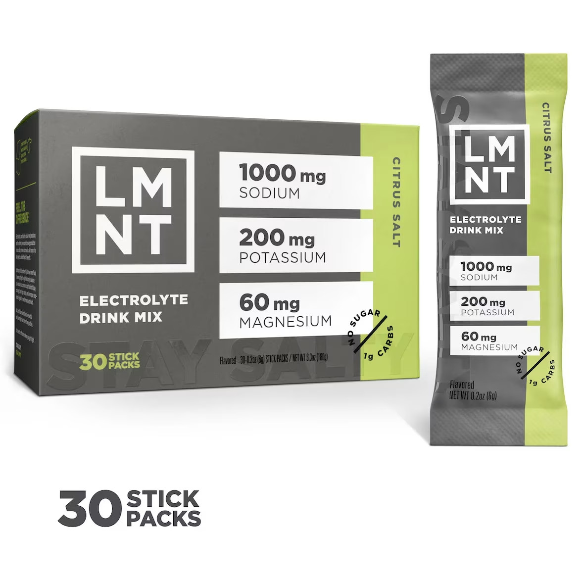 LMNT Zero-Sugar Electrolytes Citrus Salt 30 Packs Exp 01/2027