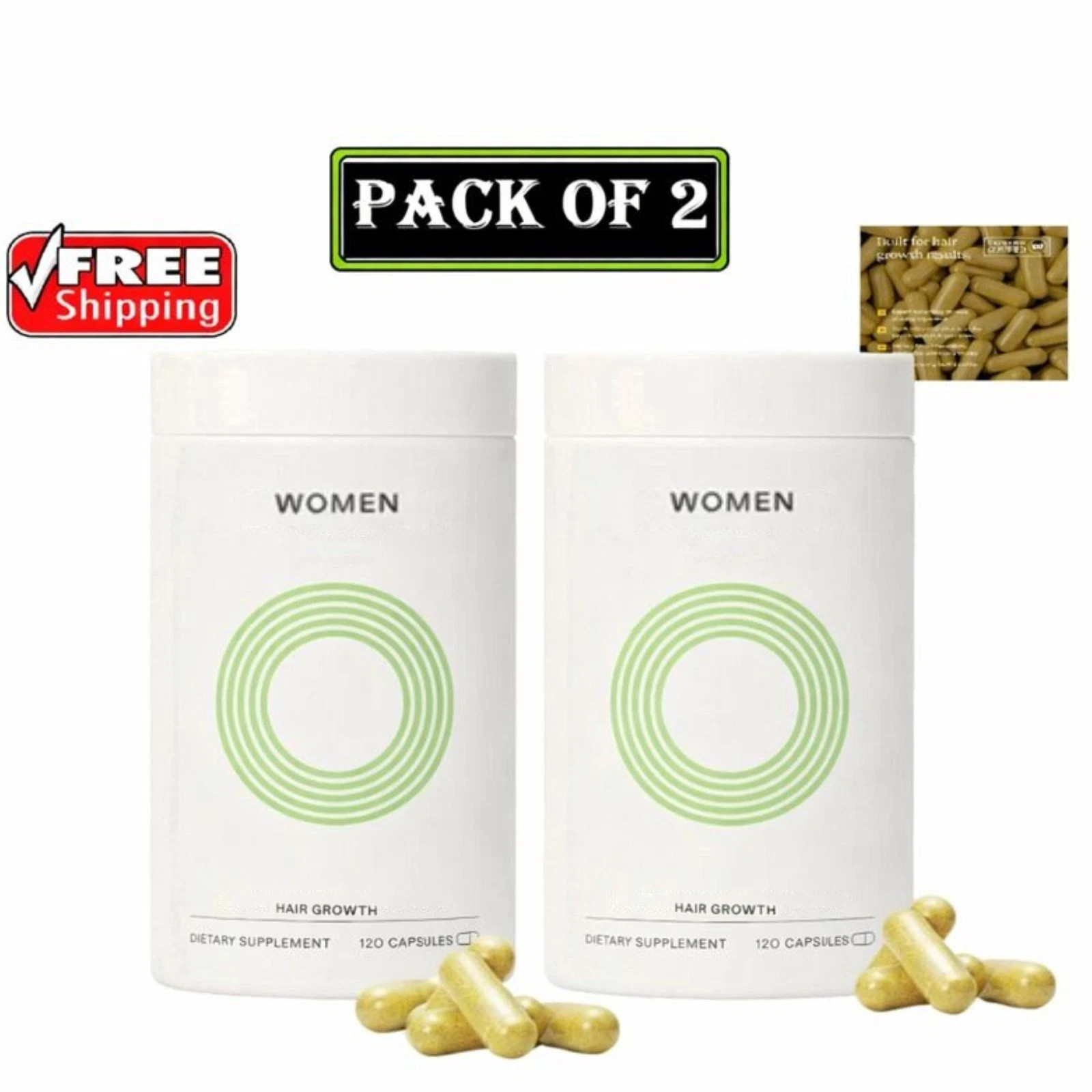 Women’s Hair Growth Supplement |2 Pack (120 Caps) | 3 Month Supply|