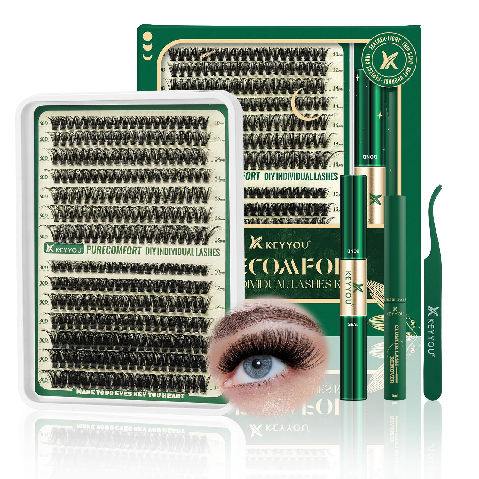 DIY Lash Extension Kit 280pcs Soft Lash Clusters 60D+80D D Curl Easy to Apply…