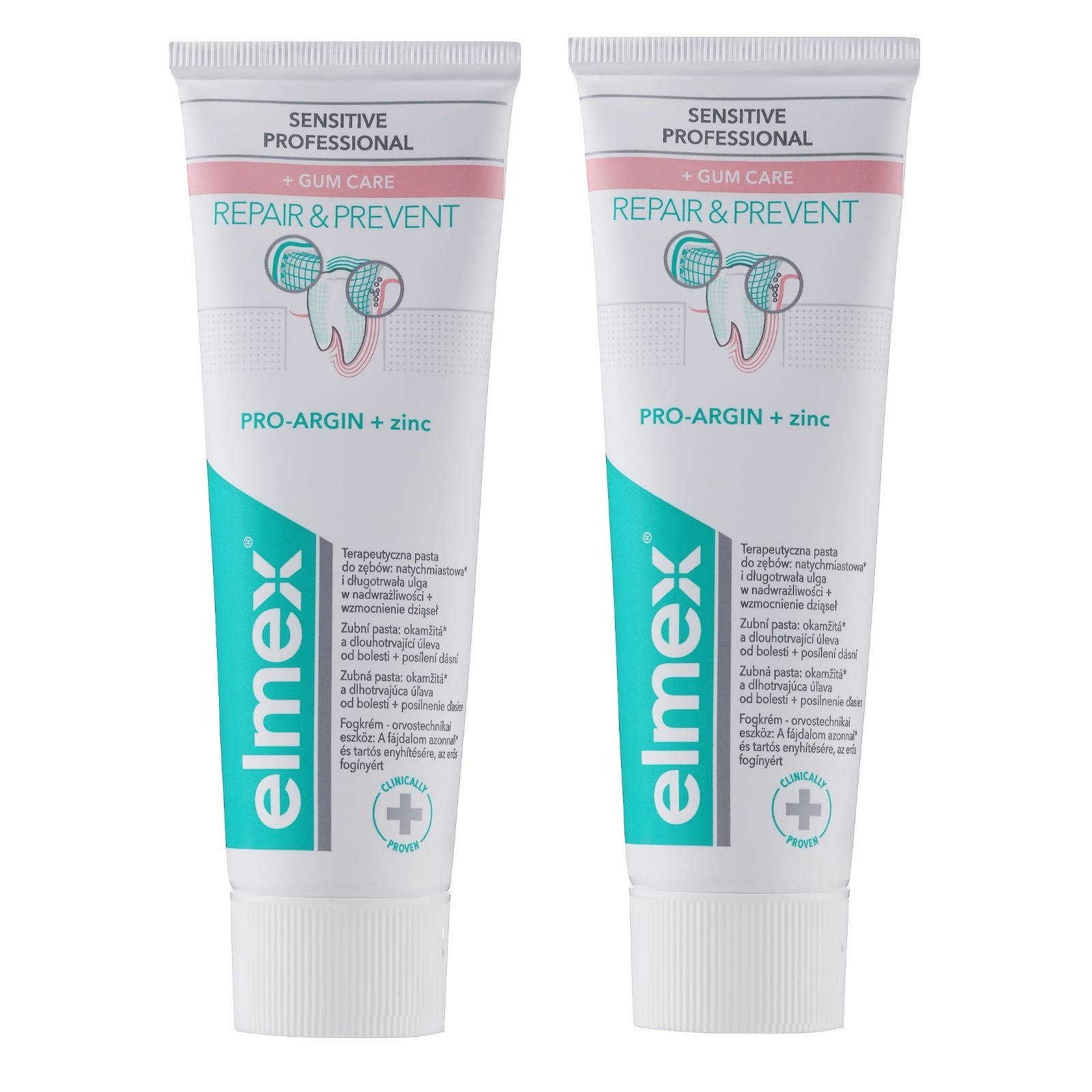 W/O BOX 2 PACK Elmex Sensitive Professional + Gums Care 75ml Exp 11/2028