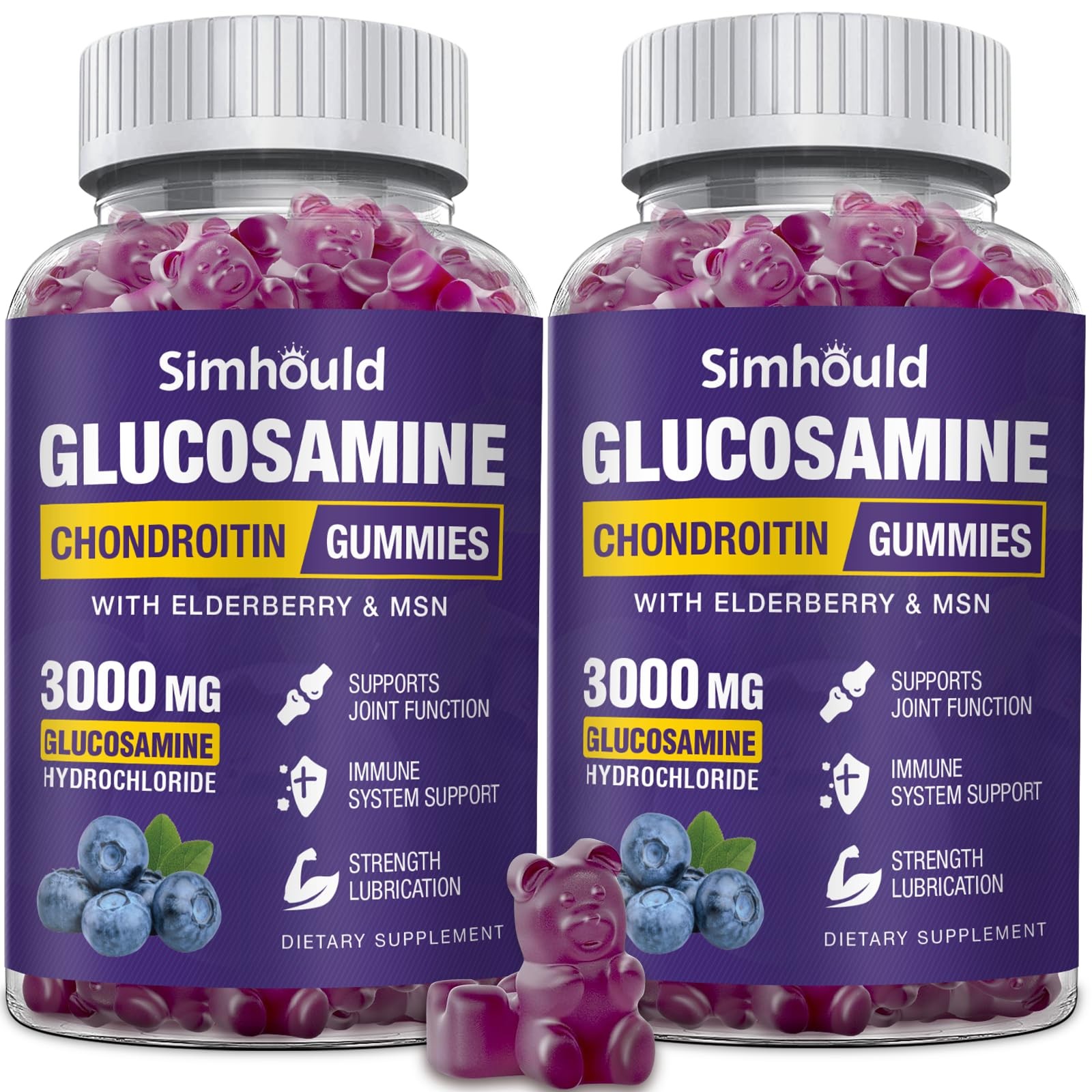 Simhould 2 Packs Glucosamine Chondroitin Gummies 3000MG Extra Strength Joint…