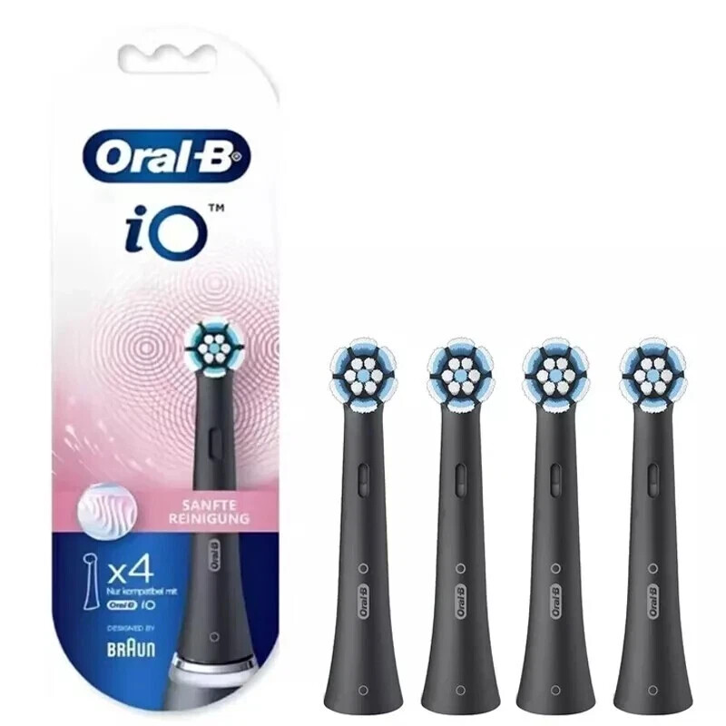 Oral-B iO Gentle Care Replacement Brush Heads, BLACK, 4 Heads