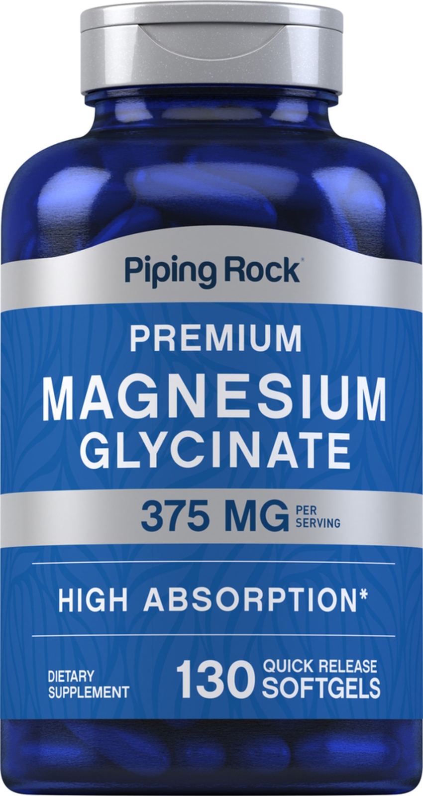 Magnesium Glycinate | 375mg | 130 Count | Non-GMO | by Piping Rock