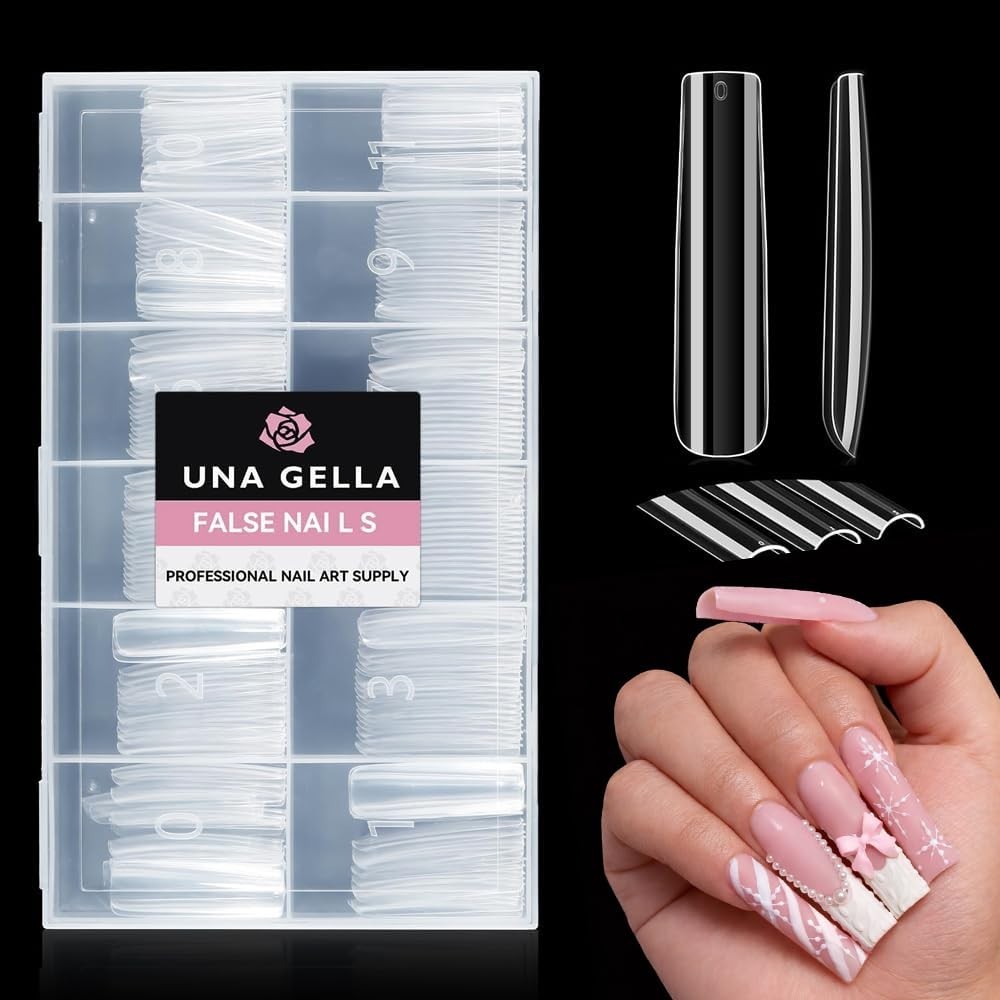 XXL Extra Long Square Nail Tips – 216PCS Clear Full Cover for Perfect Designs