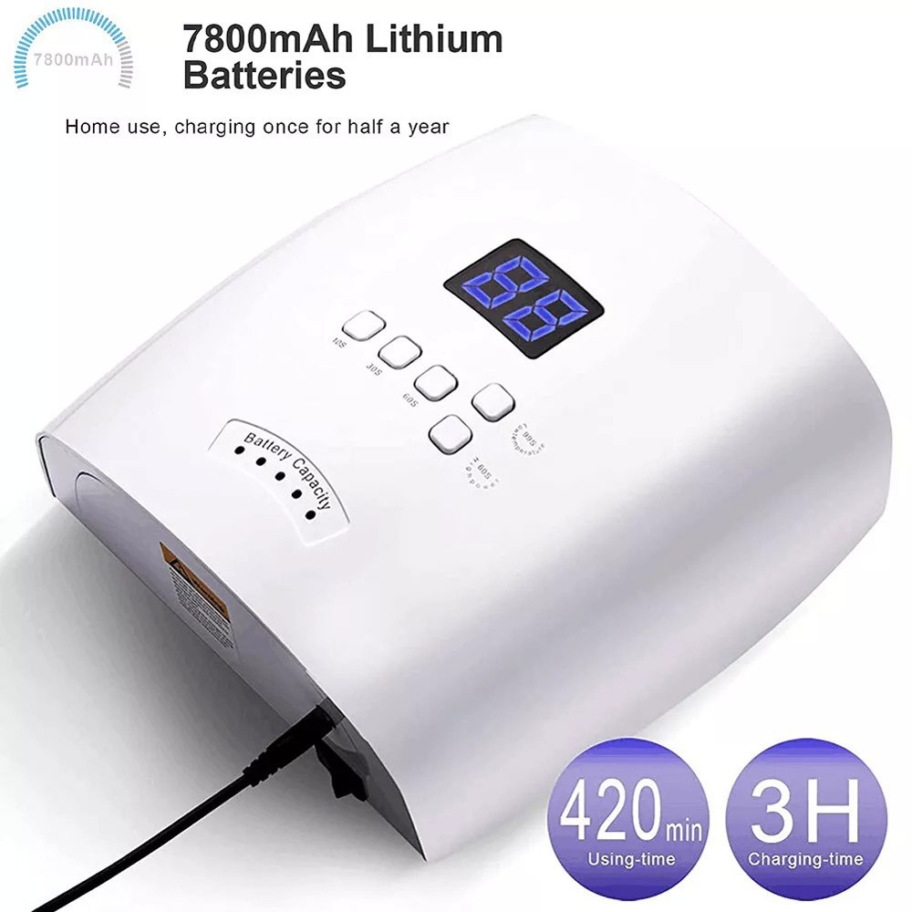 48W Wireless Rechargeable Cordless LED/UV Nail Lamp Gel Polish Quick Nail Dryer