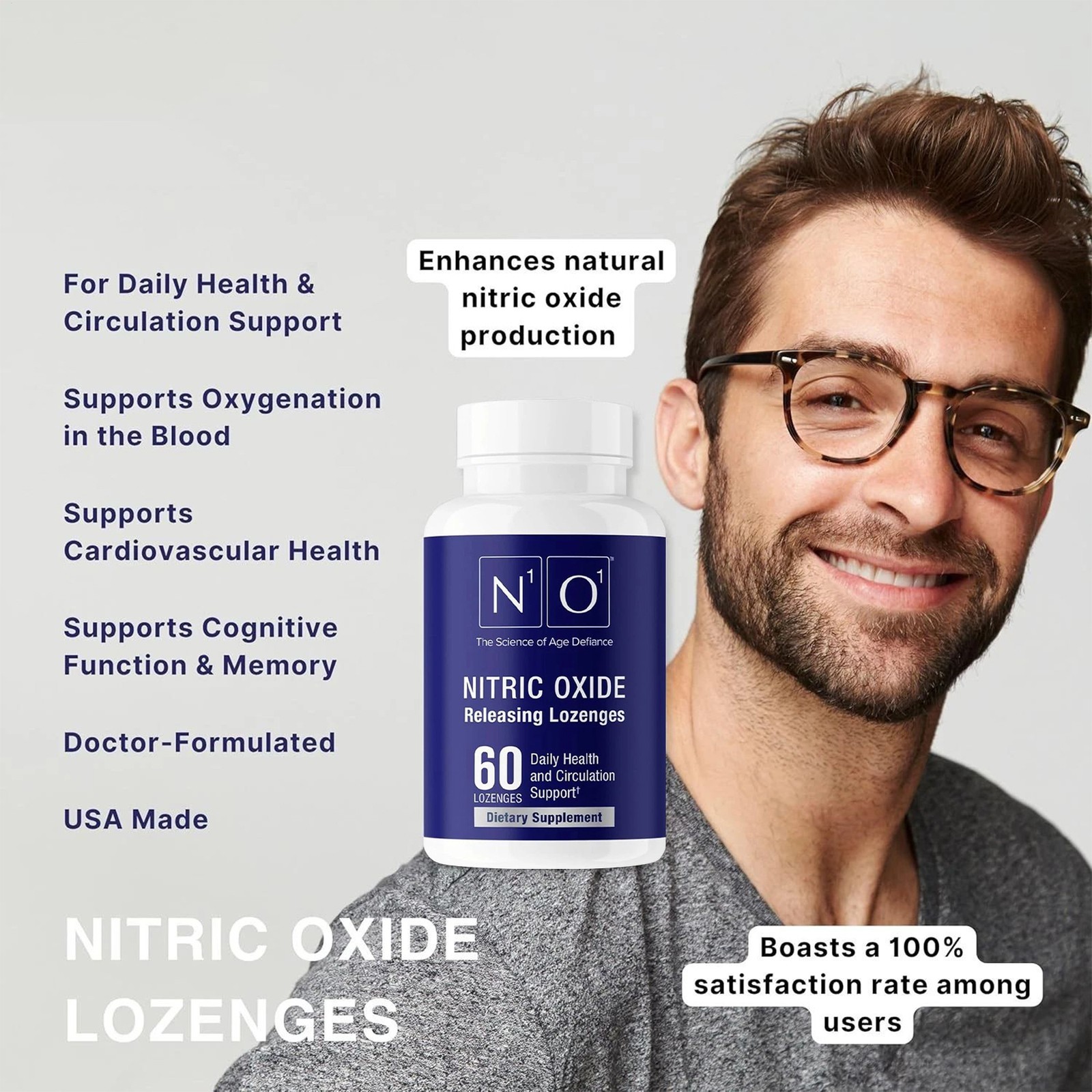 N1O1 Nitric Oxide Lozenges – 60 Count Supplement For Heart Health, Circulation