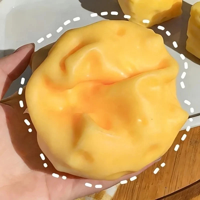6cm-1pc Squishy Cheese Block, Stress Relief Squeeze Toy Gifts , Cyber Deal