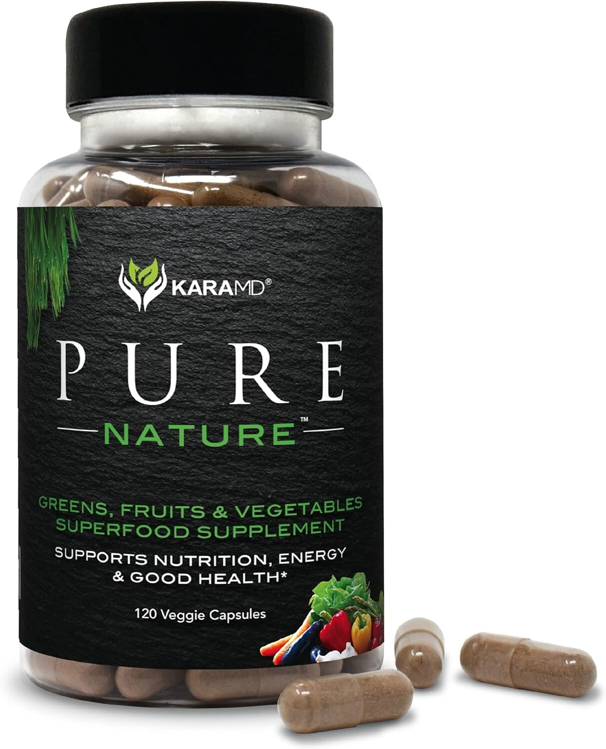 AUTHENTIC KaraMD Pure Nature Greens Fruit Vegetable Superfood 120 Ct Exp 01/2026