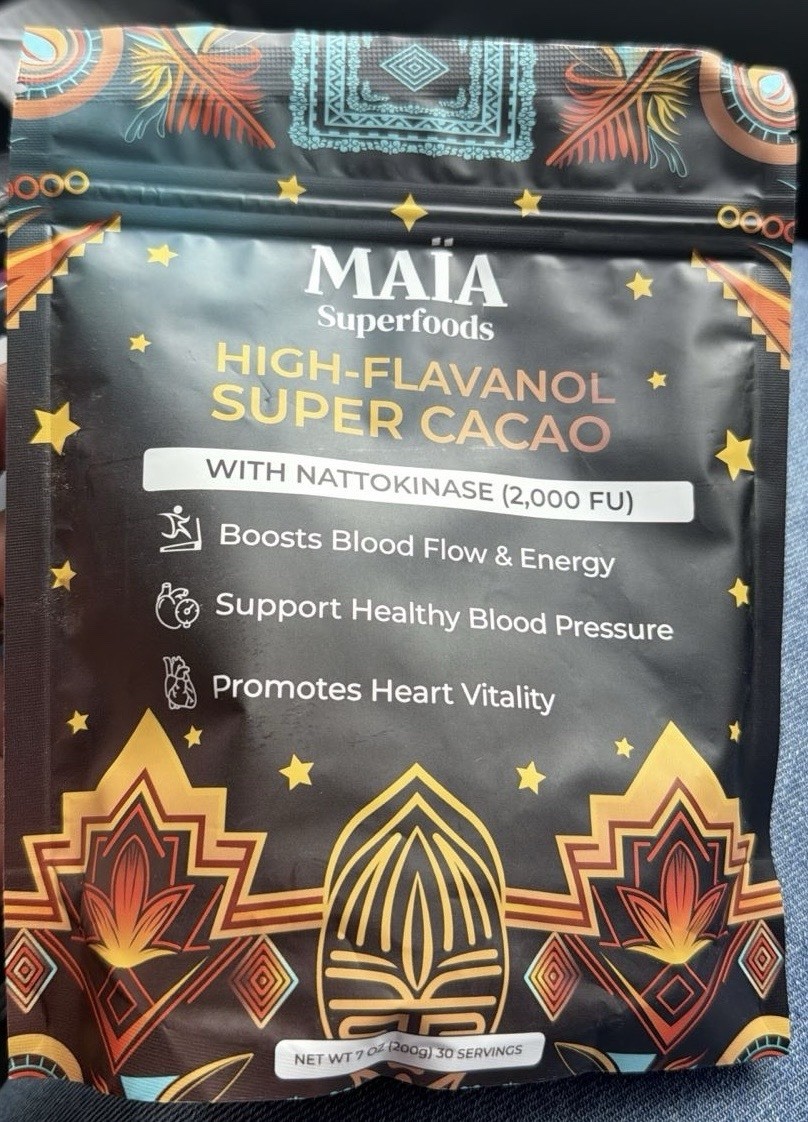 MAIA Ceremonial High Flavanol Super Cacao with NATTOKINASE 7 oz 30 Servings
