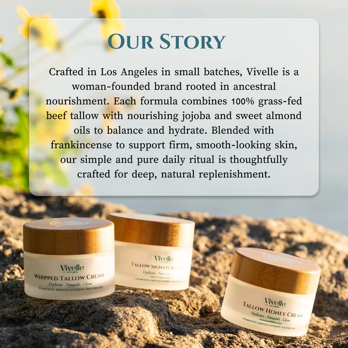2 Pack Grass Fed Beef Tallow Honey Face Cream Moisturizer Dry Sensitive Skin 3.6