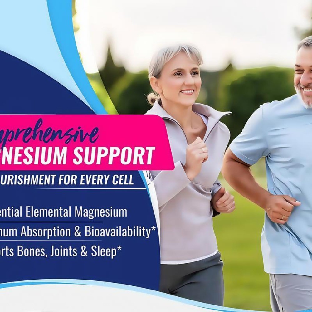 1-3Pack Toplux Nutrition Magnesium Complex 1000mg Supports 8 Elemental Magnesium