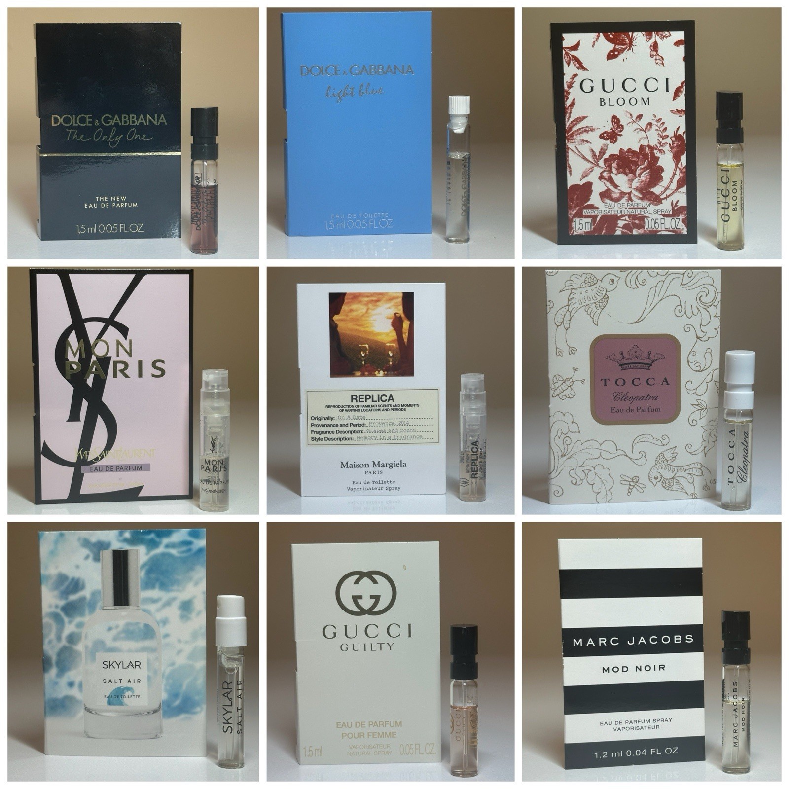 Perfume samples Set. Lot of 9 Units Travel Size. Fagance Designer.