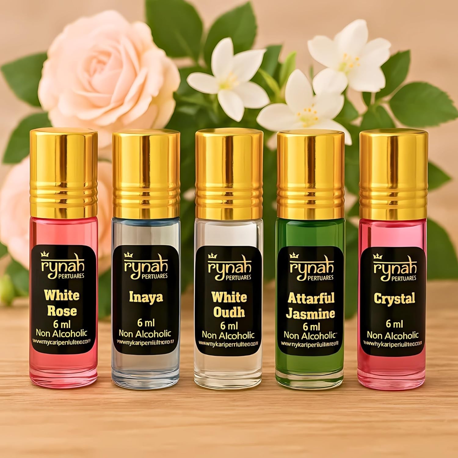 Rynah Attar Set for Women 5x6ml Roll-On Non-Alcoholic Perfume Oils
