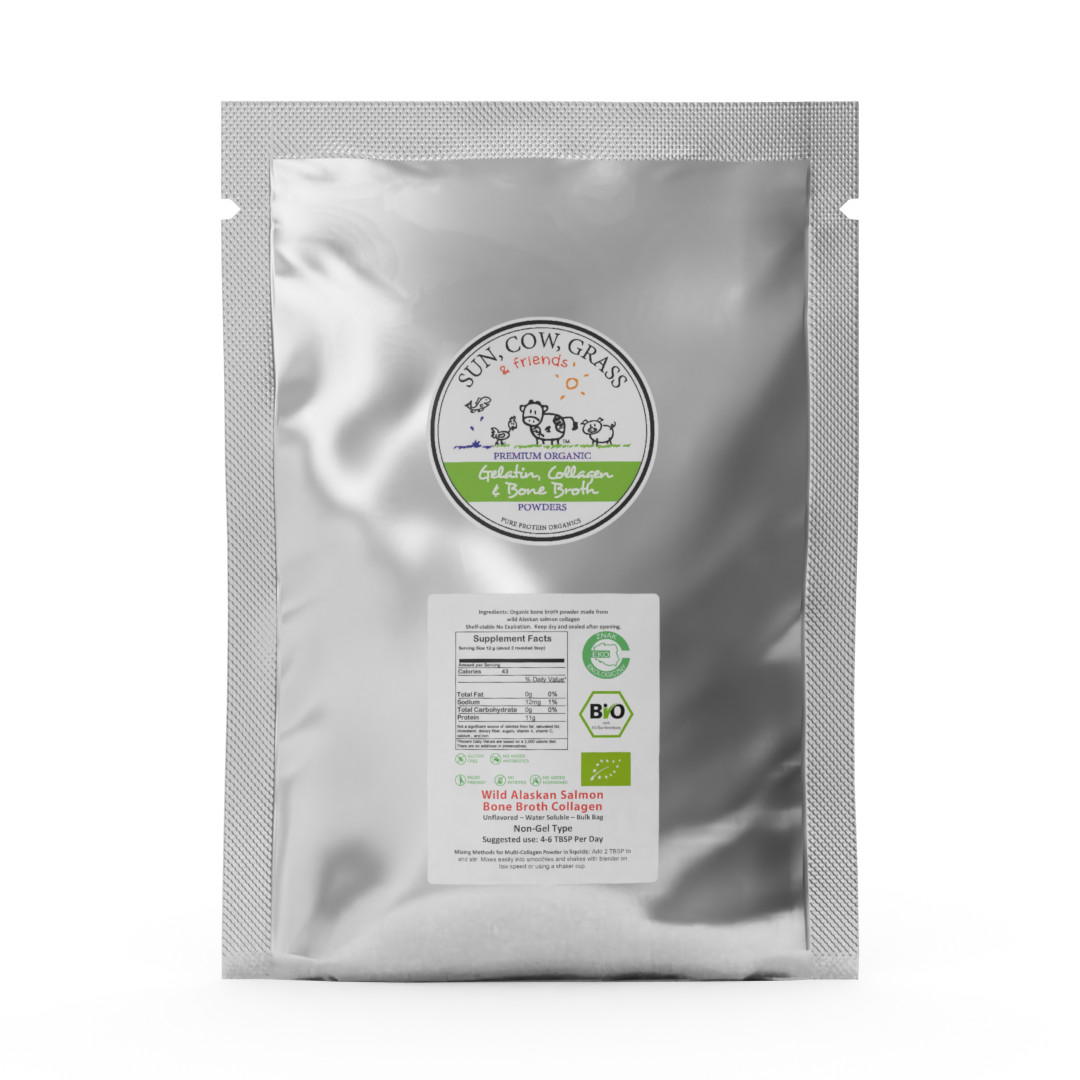 Wild Alaskan Salmon Bone Broth Powder – Pure Protein Organics – Unflavored