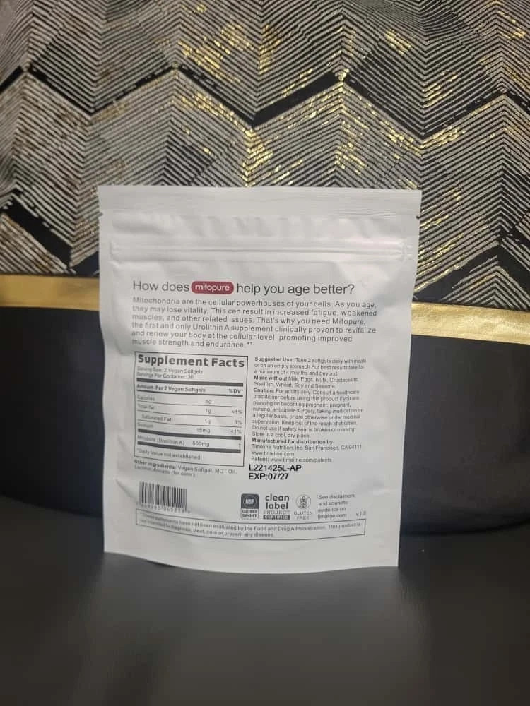 Timeline Mitopure 60 Softgels Urolithin A Longevity Cellular Health Support