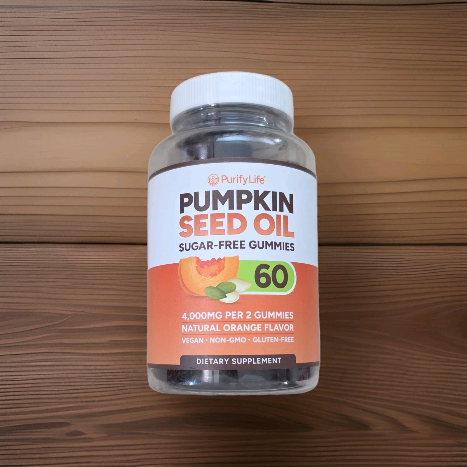 Pumpkin Seed Oil Sugar-Free Vegan 60 Gummies by Purify Life Exp 04/2027