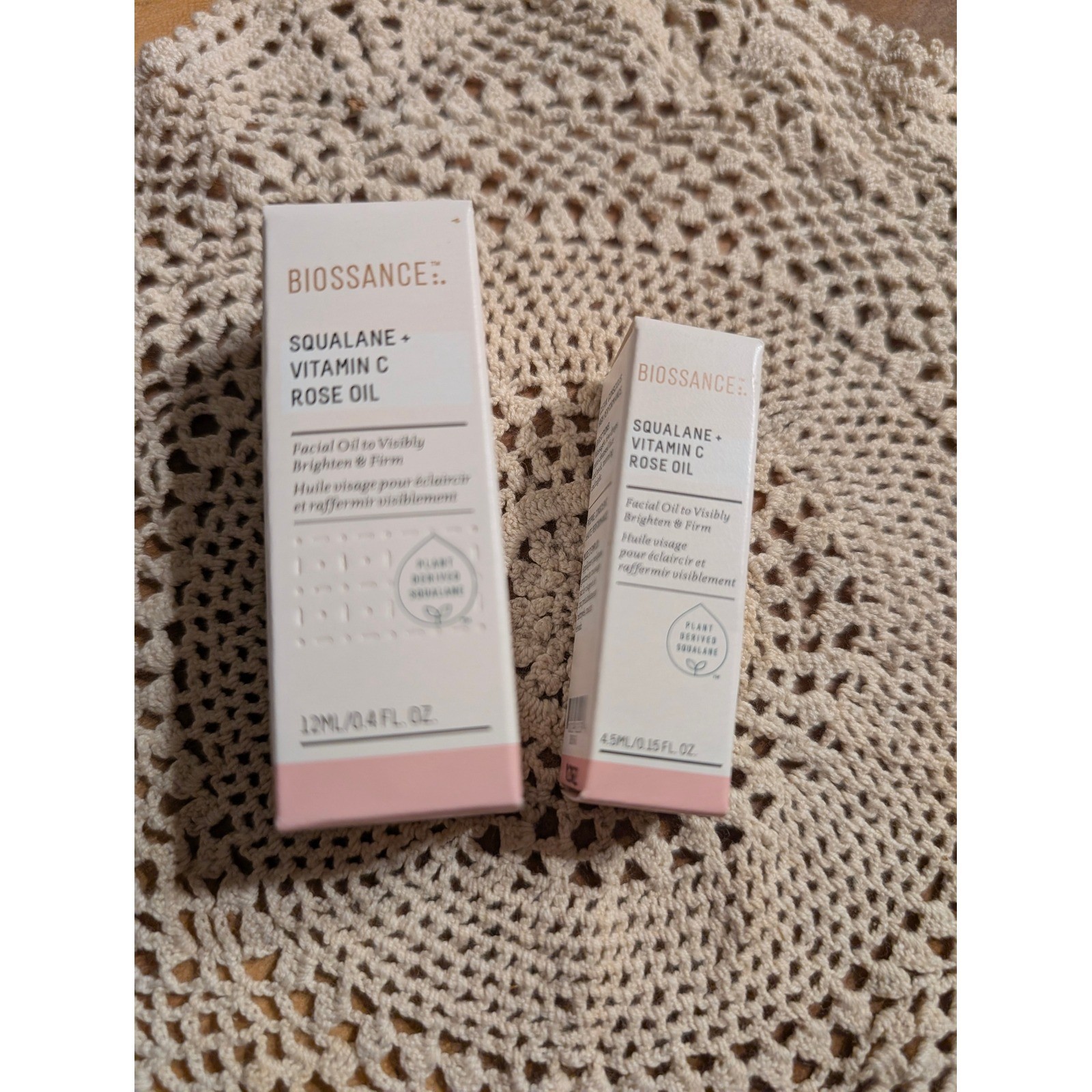 Biossance Squalane Vitamin C Rose Oil Travel Size Set 12ml and 4.5ml New Boxed