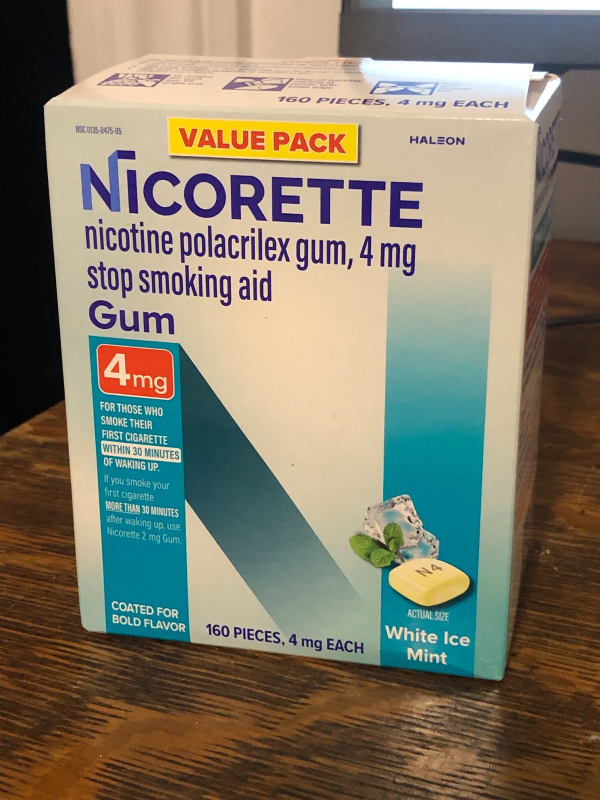 Nicorette Nicotine Gum 4mg White Ice Mint 160 Pcs Exp 07/2027