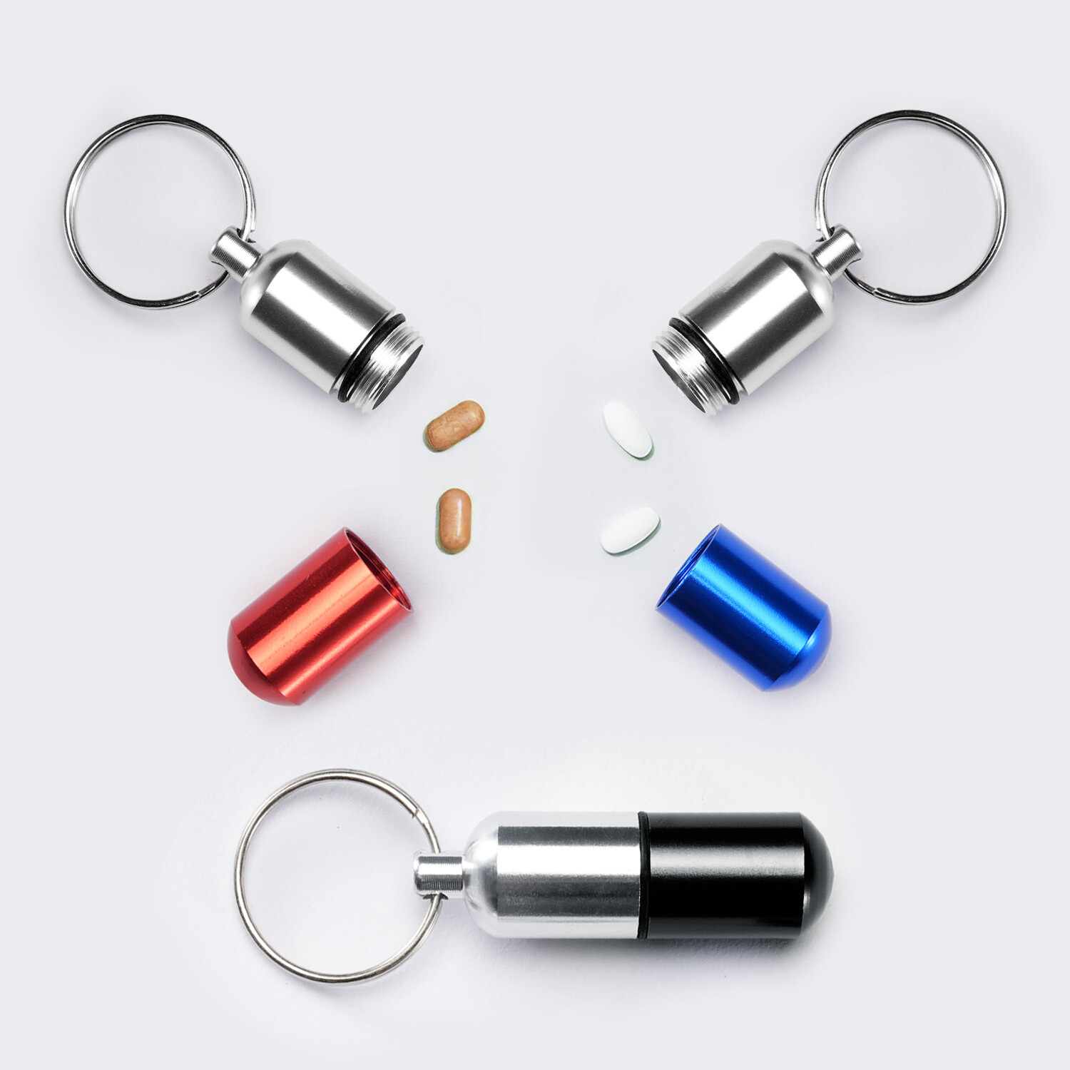 FDA Medicine Pill Capsule Bottle Drug Portable Container Holder Case Keychain