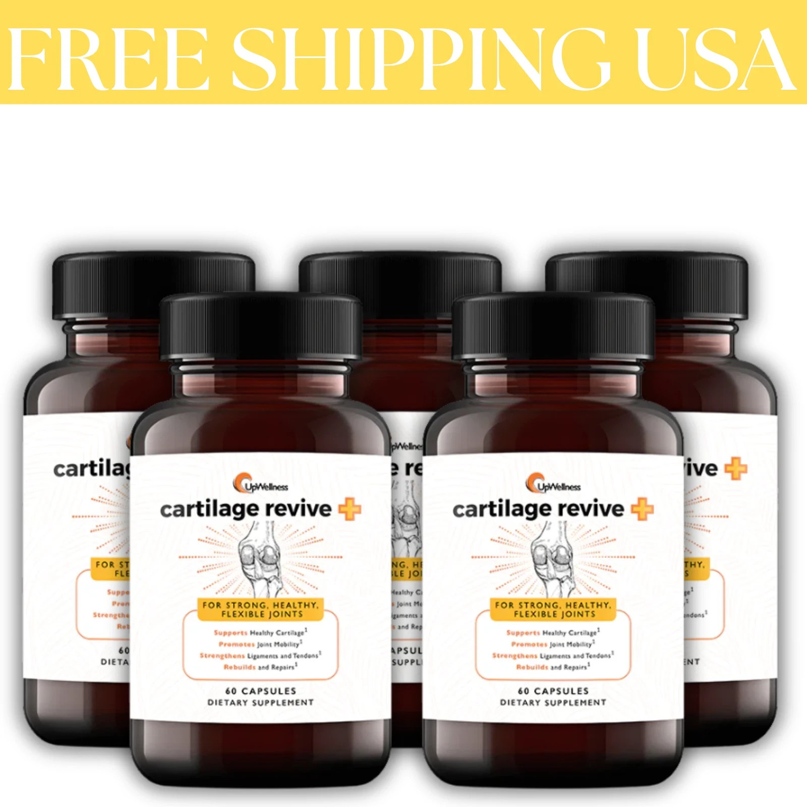 (5Pack) UpWellness Cartilage Revive + Joint Support Supplement for Men and Women