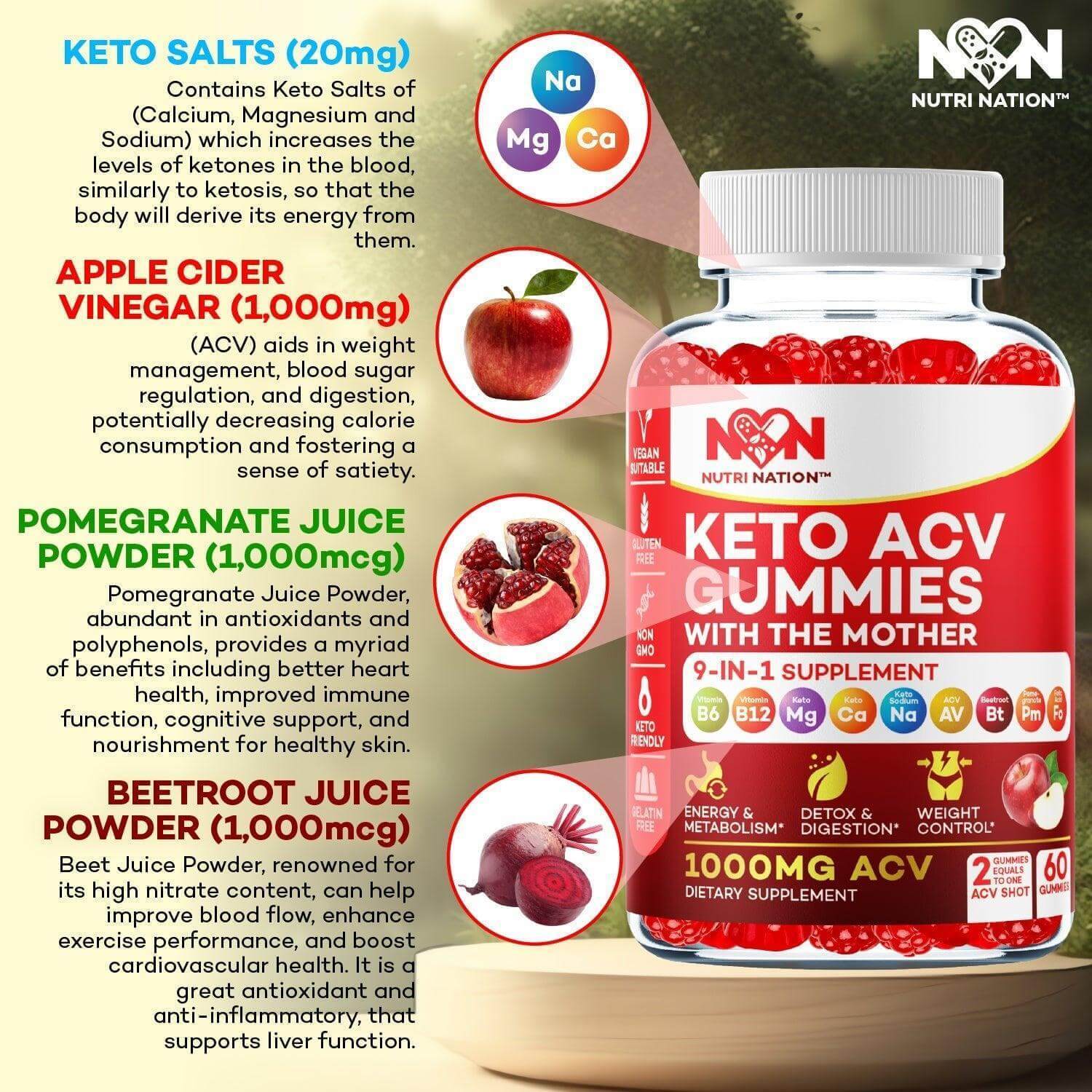 Nutri Nation Keto ACV Gummies 1000mg with BHB Salts as stated by Kelly Clarkson