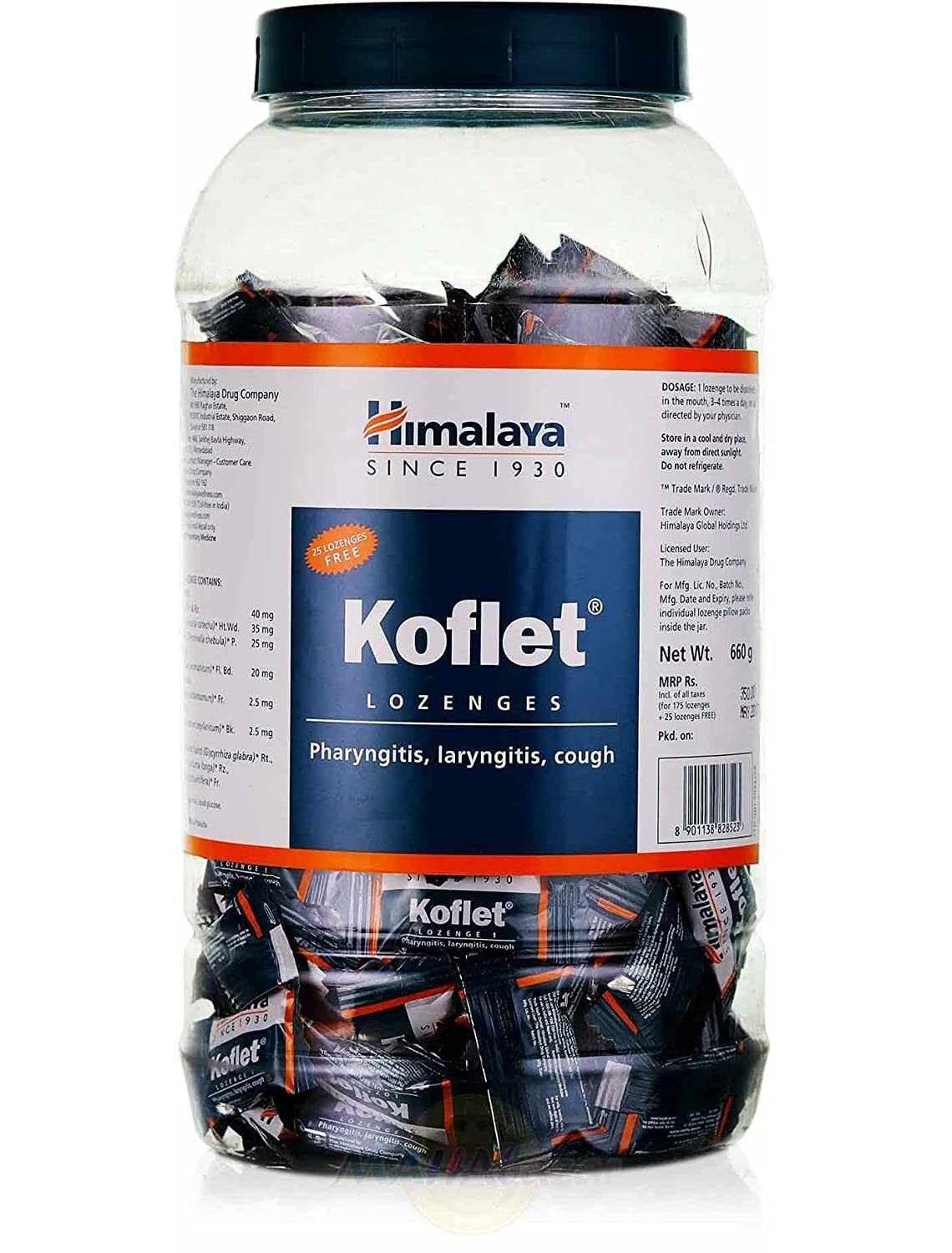 1 Box 200 pc Himalaya Herbals KOFLET Lozenges Jar For Sore Throat FREE SHIP