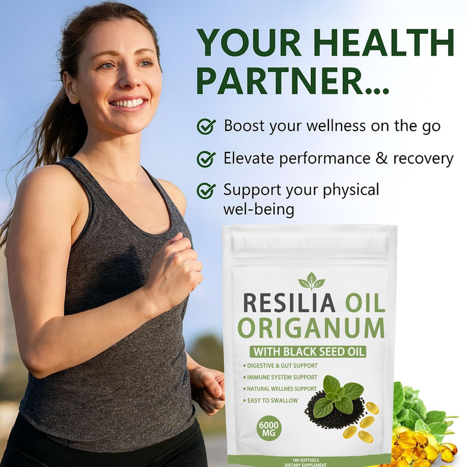 Resilia Oil Of Oregano With Black Seed Oil 6,000MG