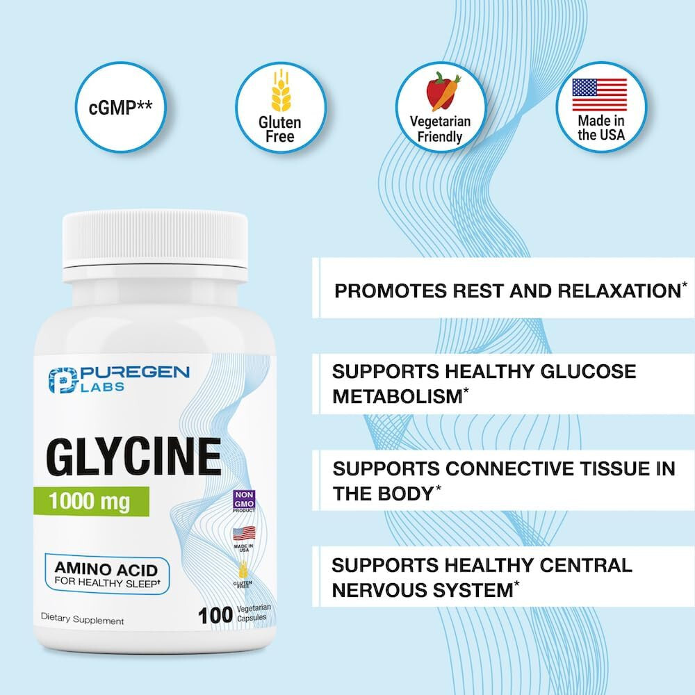 Puregen Glycine | 1000 mg 100 Veg Capsules