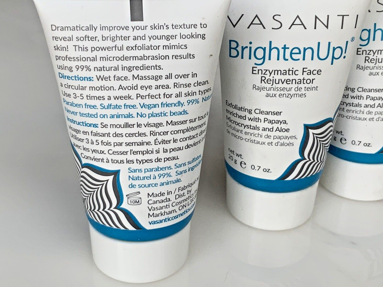 Vasanti Brighten Up! Enzymatic Face Rejuvenator Exfoliating Cleanser 0.7oz – x3