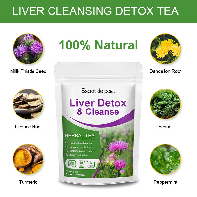 Milk Thistle Liver Cleanse Detox Tea 30Days Herbal Liver Support Supplement