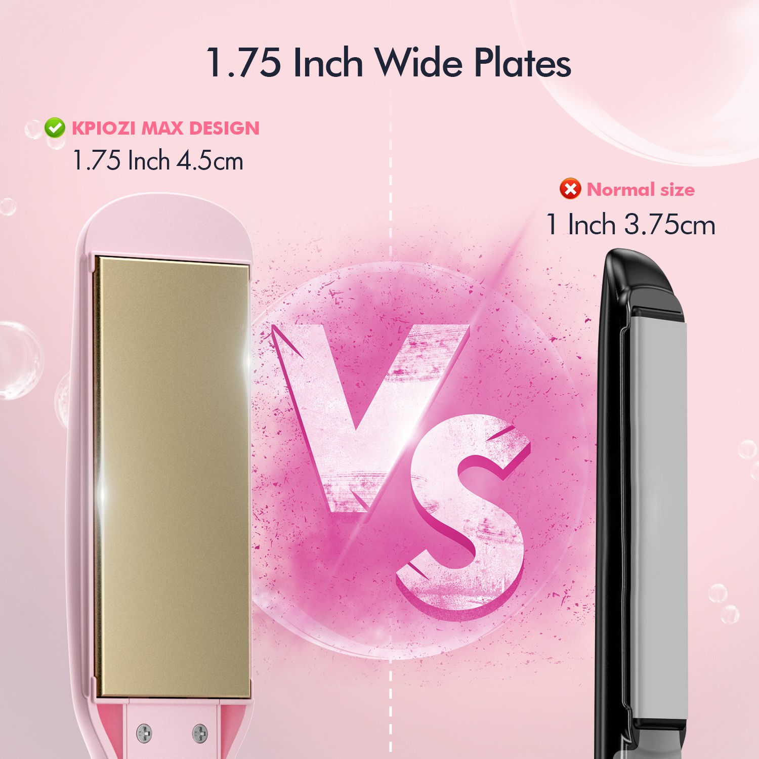 KIPOZI Negative Hair Straightener Ion Flat Iron 1.75″ Wide LCD Digital Display