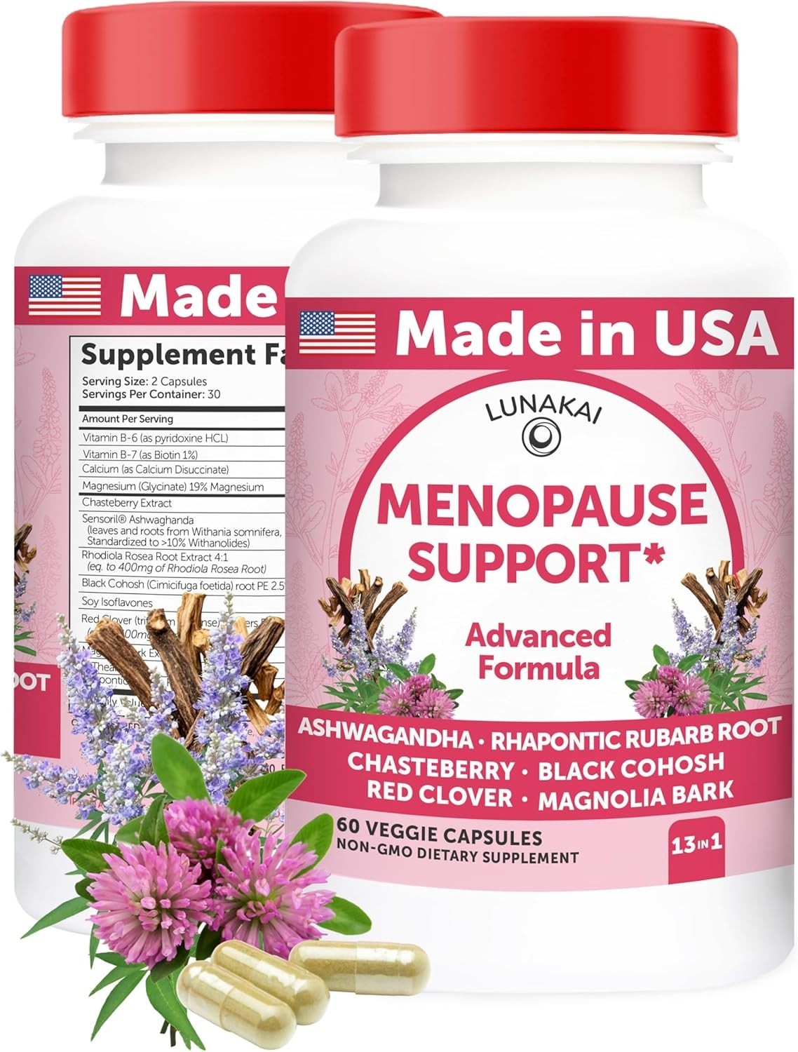 Lunakai Natural Menopause Supplements for Women 13-in-1 Menopause Relief