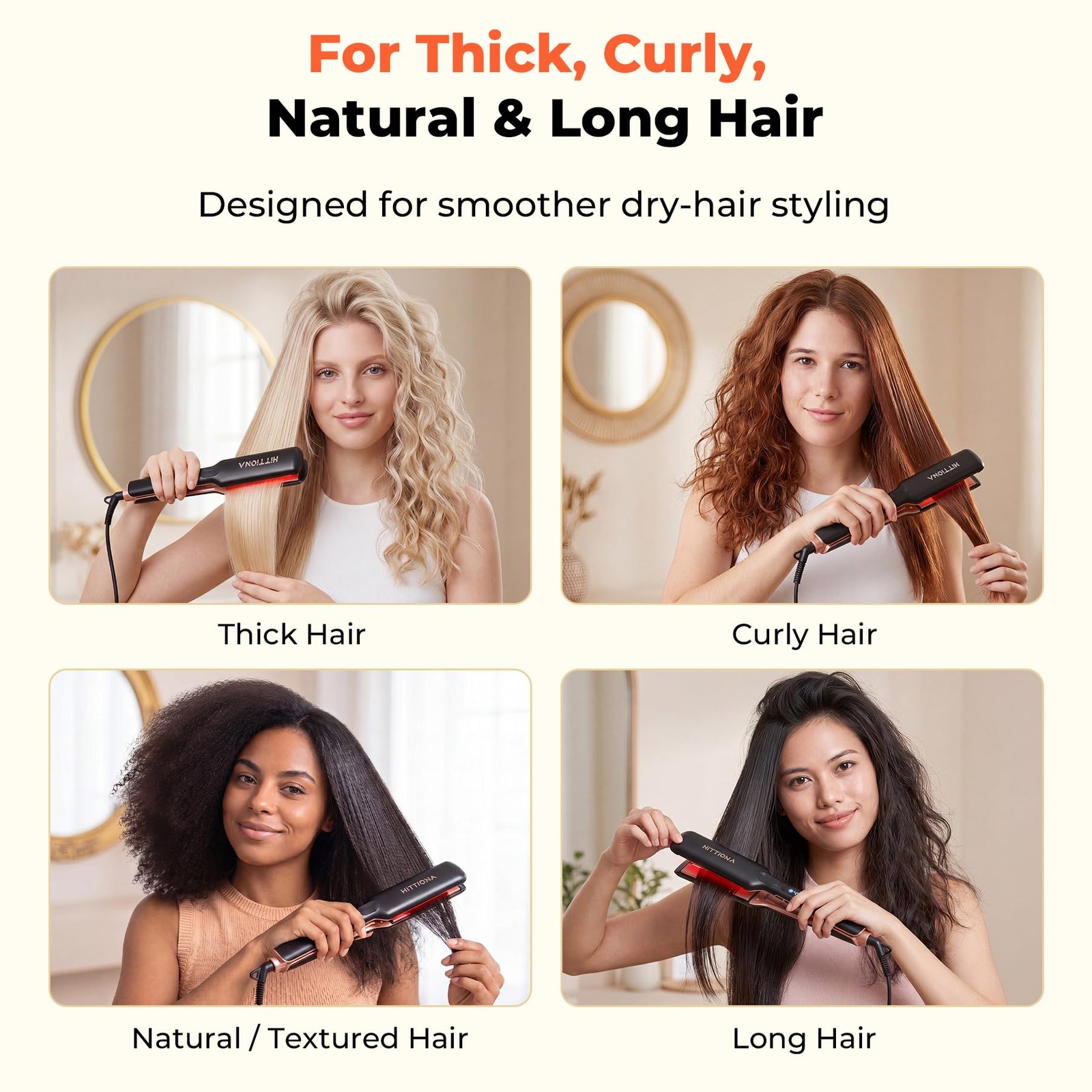 Hittiona Infrared Ceramic Ionic Flat Iron Hair Straightener Sonic Vibration