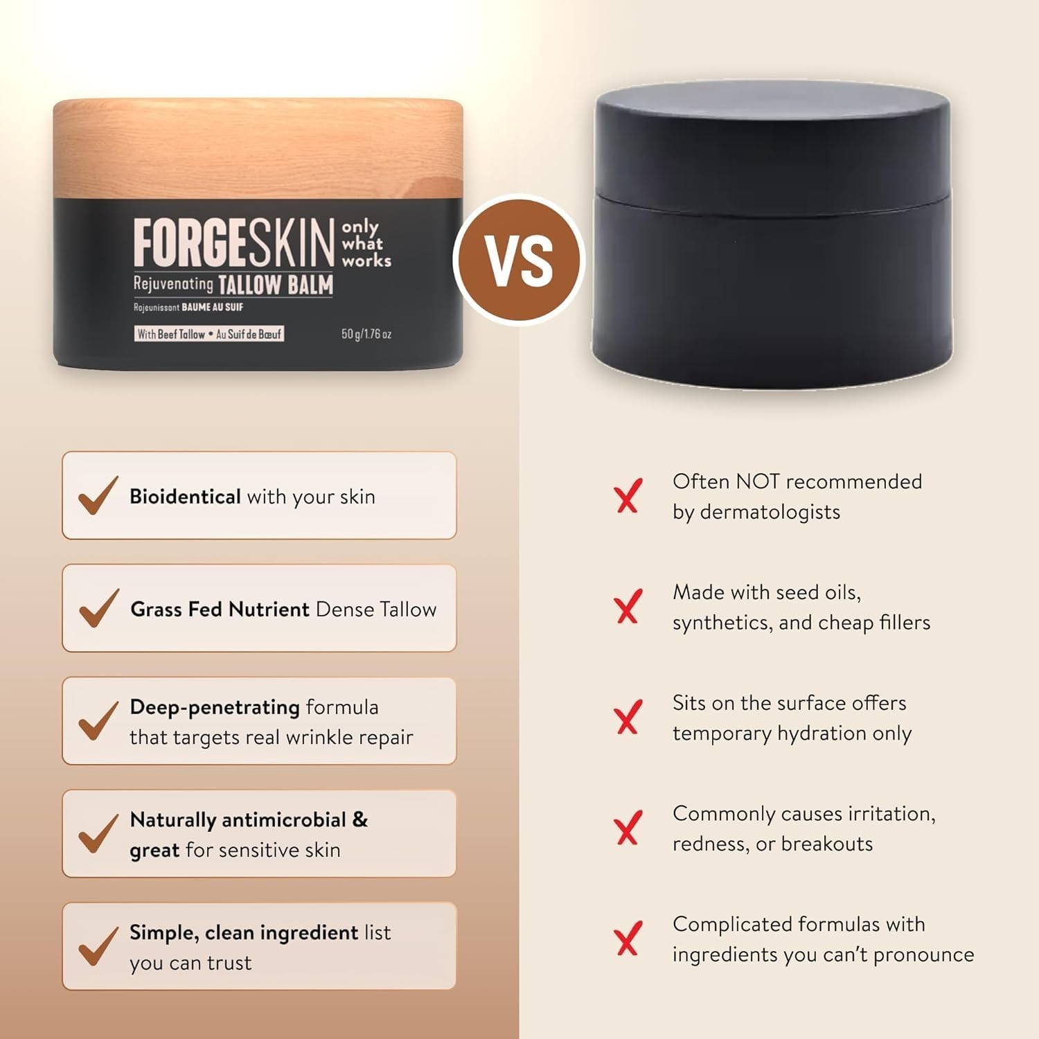 Forge Skin Men’s Wrinkle Defense Beef Tallow Balm for Skin |Beef Tallow for men.