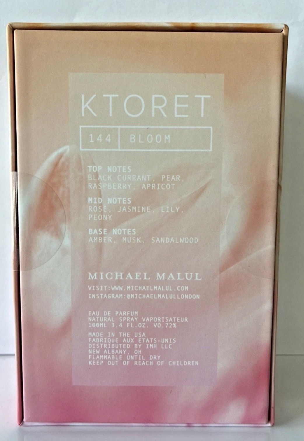 KTORET BLOOM BY MICHAEL MALUL / 3.4 EDP SPRAY / NEW IN BOX SEALED / AUTHENTIC