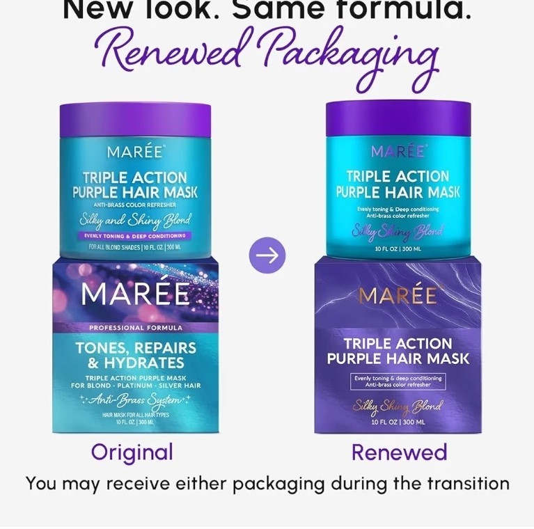 MARÉE Triple Action Purple Hair Mask Repairing Toning for Blond Hair 10 fl oz