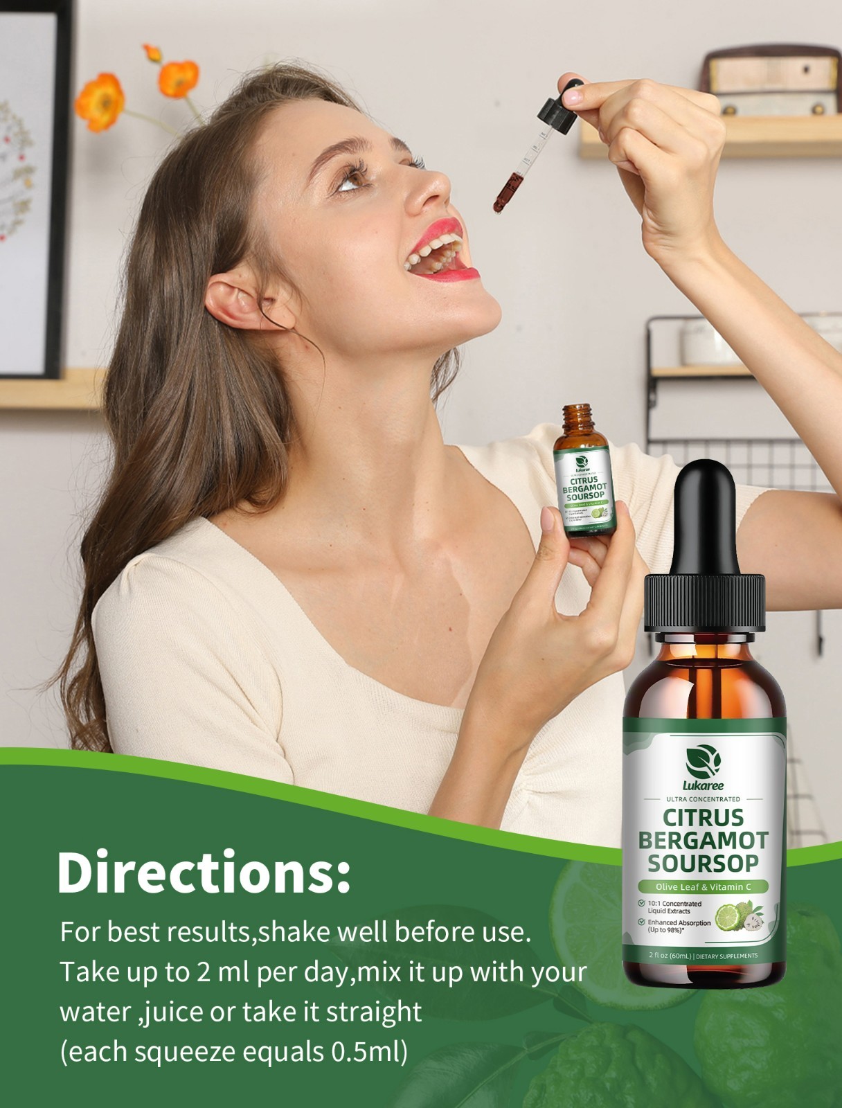 Organic Citrus Bergamot Bergamia Extract 1000 mg Liquid Drops 60ml Soursop